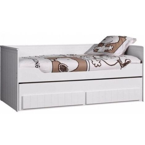 Lit banquette gigogne 90x200 bois laqué blanc Robin