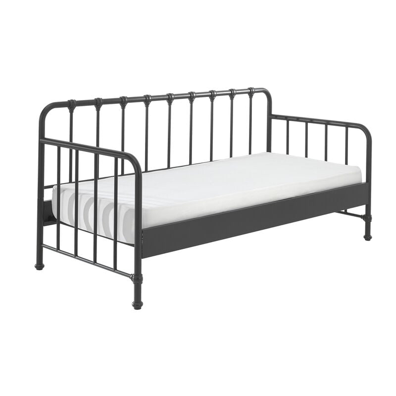 Les Tendances - Lit banquette 90x200 sommier inclus Vipack Bronxx Noir mat