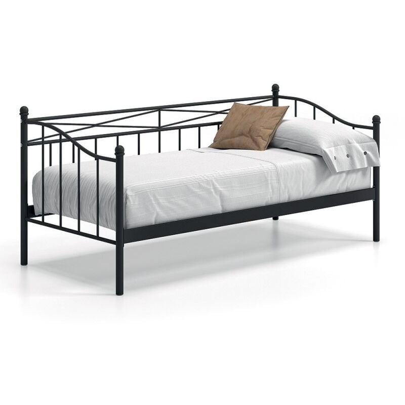 Meublorama - Lit banquette noir sobla 90x200 - Style contemporain