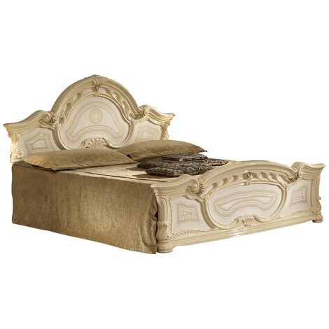 Lit baroque laqué beige Soraya 180x200