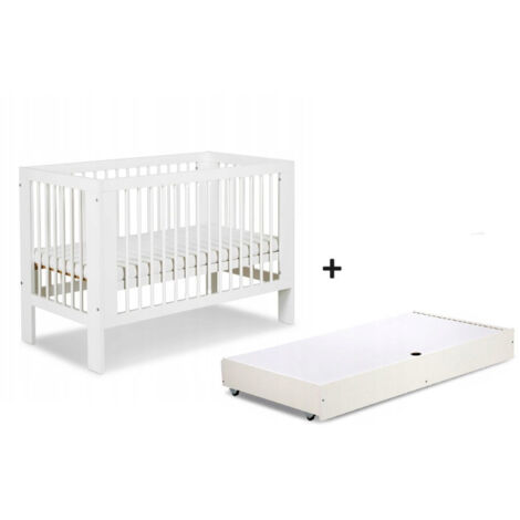 Lit bébé 120x60cm avec tiroir couleur Blanc OLIVE Lit à barreaux amovible