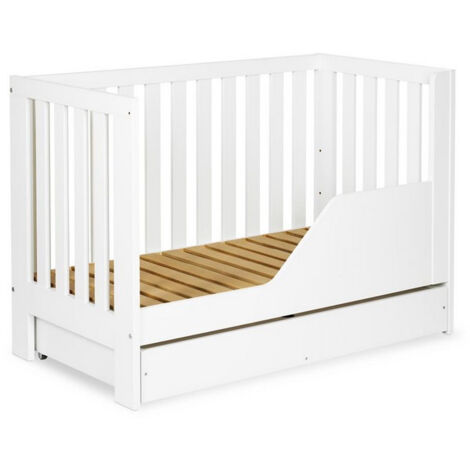 Lit bébé 120x60cm avec tiroir couleur et barrière de sécurité Blanc AMELIE Lit barreaux amovible