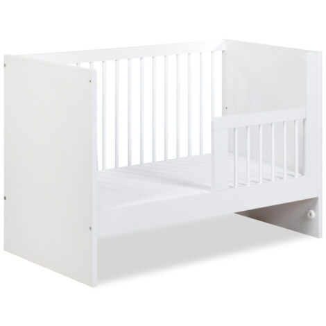 Lit bébé 120x60cm Blanc DALYA barreaux amovible et barrière de sécurité inclus