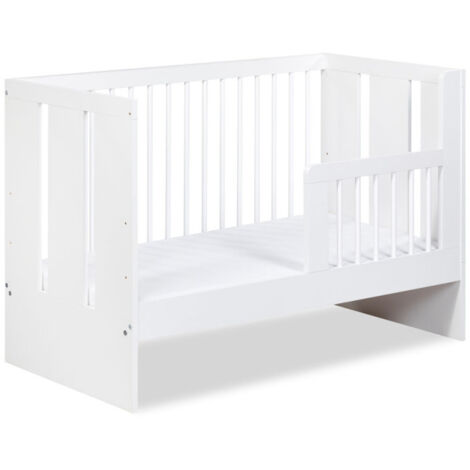 Lit bébé 120x60cm Blanc PAULA barreaux amovible et barrière de sécurité inclus