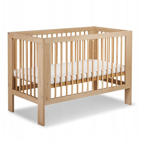 Lit bébé 120x60cm couleur Hêtre OLIVE Lit à barreaux amovible