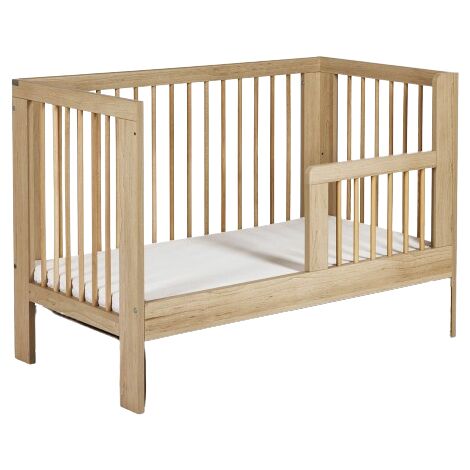 Lit bébé 120x60cm Hêtre OLIVE barreaux amovible et barrière de sécurité inclus