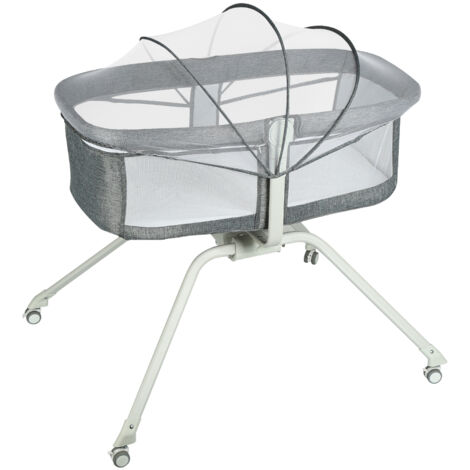 Lit bébé 3 en 1 avec Fonction de Berceau, lit Parapluie bébé avec Matelas, de 0 à 12kg, auvent, moustiquaire, Pliable, réglage de l'inclinaison, lit bébé Pliant léger