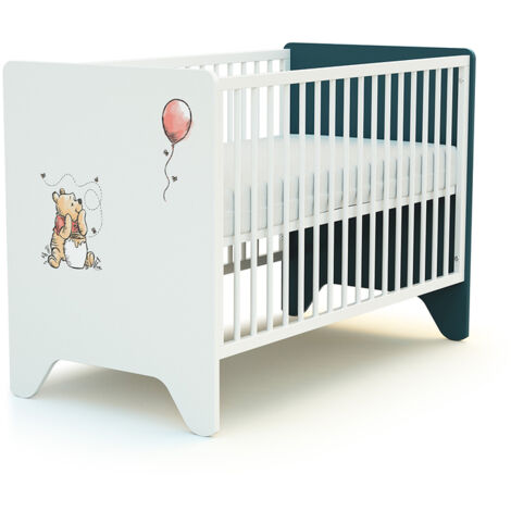 Lit bébé 60x120 AT4 Disney Exploring Winnie Bleu Canard et Blanc