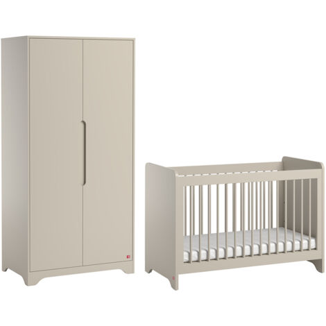 Lit bébé 60x120 et armoire 2 portes Vox Ova Beige