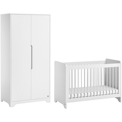 Lit bébé 60x120 et armoire 2 portes Vox Ova Blanc