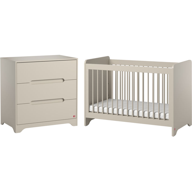 Lit bébé 60x120 et commode 3 tiroirs VOX Ova Beige