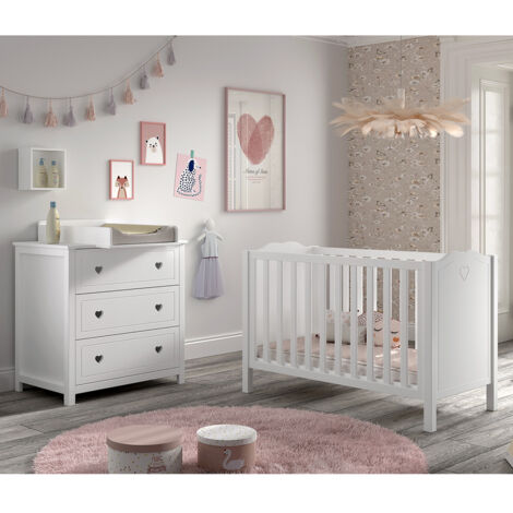 Lit bébé 60x120 et commode à langer Vipack Amori Blanc