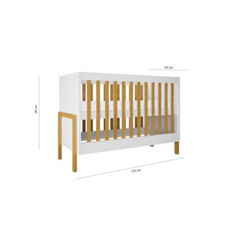Lit bébé 60x120 Kocot Kids Victor - Blanc et Chêne