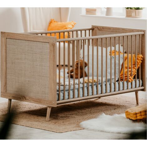 Lit bébé 70x140 cm avec cannage naturel - KESSI