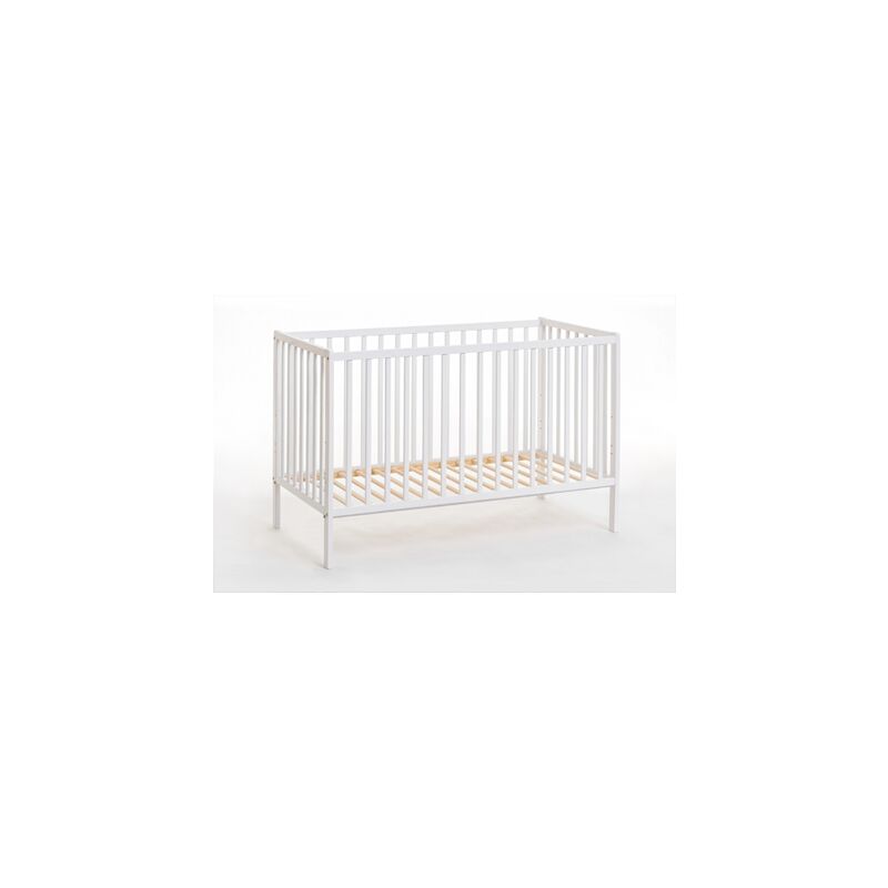 Lit bébé en bois - Berceau Cypi - L 124 cm x P 65 cm x H 85 cm - Blanc - Livraison gratuite - Blanc