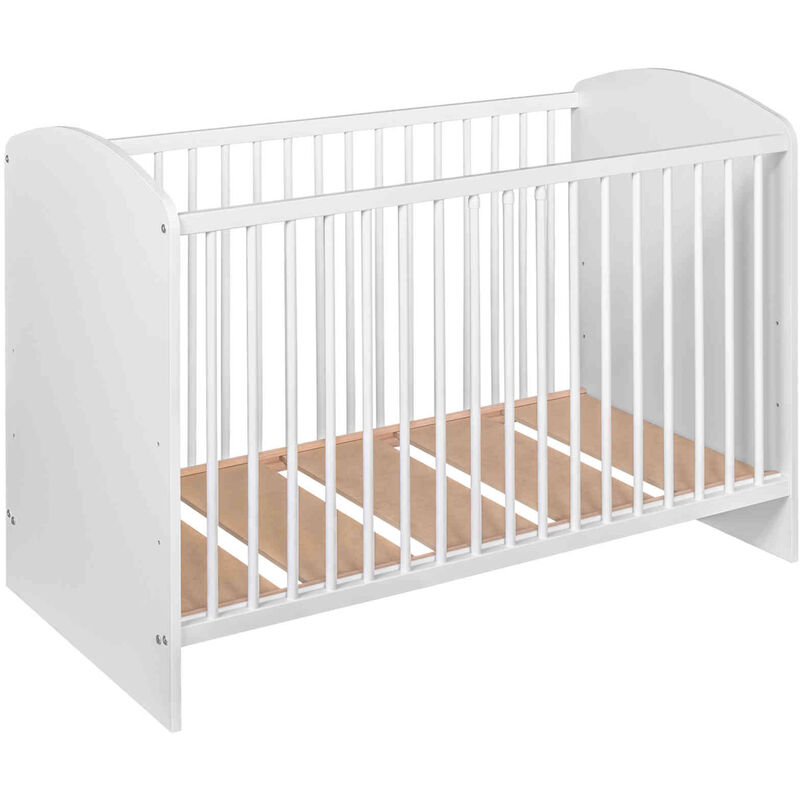 lit bébé en bois massif avec sommier réglable en hauteur 60x120 - blanc