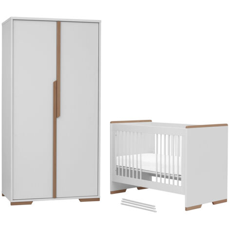 Lit bébé et Armoire Pinio Snap Blanc et bois