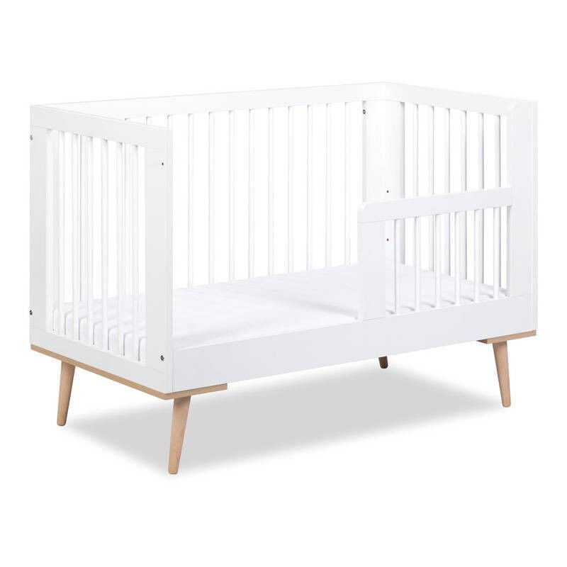 Lit bébé évolutif 120x60cm blanc sophie barreaux amovible avec barrière inclus