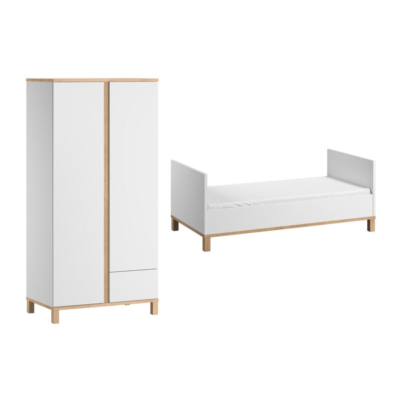 Lit bébé évolutif et Armoire VOX Altitude Blanc
