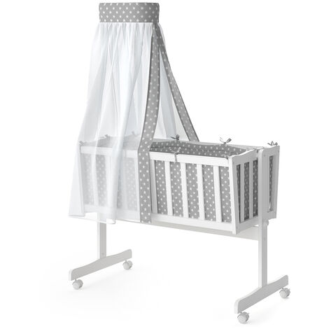 Vitalispa – Berceau bébé en bois de peuplier massif – Dimensions 100x77x54 cm – Couleur blanc – Protection contre les chutes incluse