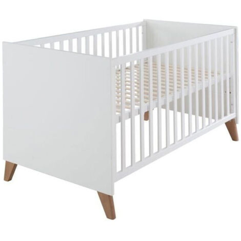 Lit bébé ROBA OLE 70 x 140 cm Blanc pieds chêne