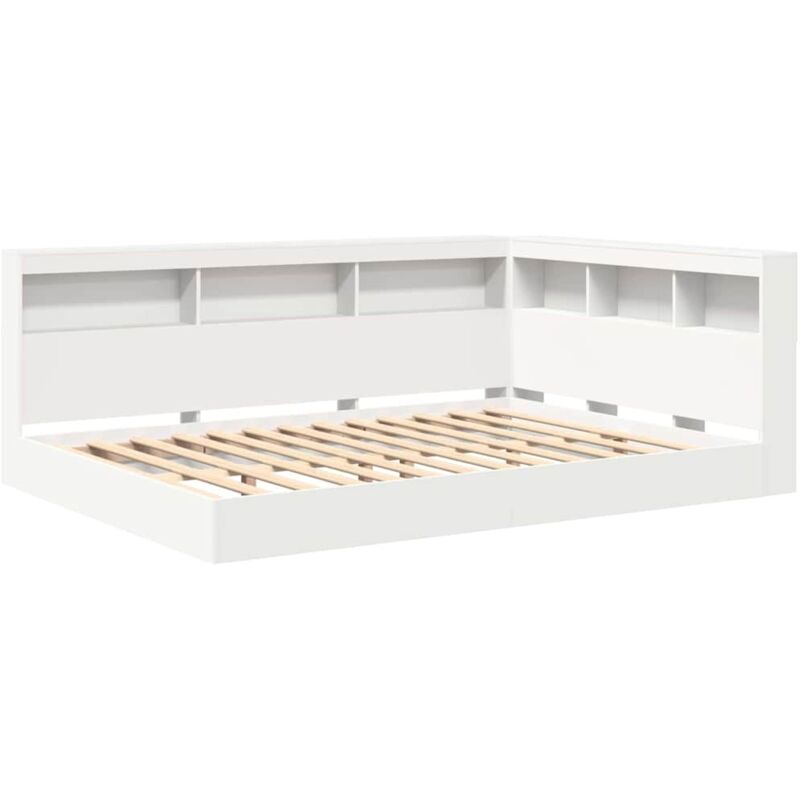Vidaxl - Lit bibliothèque Blanc 160x200 cm Bois d'ingénierie