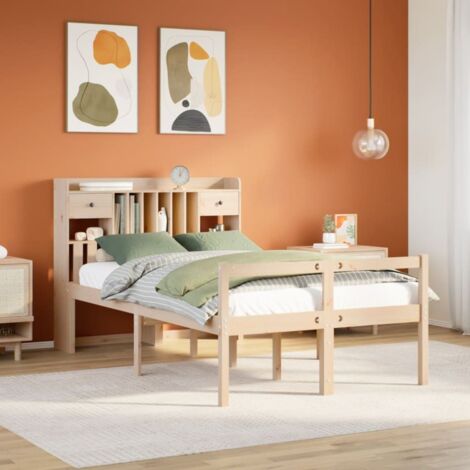 Lit bibliothèque sans matelas 135x190 cm bois de pin massif vidaXL