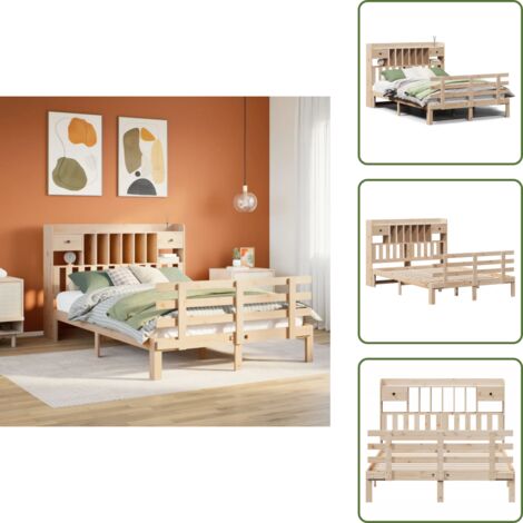 Lit bibliothèque sans matelas 140x190 cm bois de pin massif - Lit Bibliothèque - Lits Bibliothèque - Lit - Lit Double