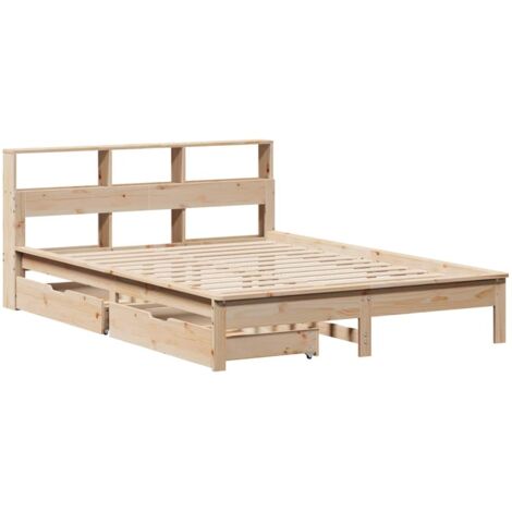 Lit bibliothèque sans matelas 140x190 cm bois de pin massif vidaXL