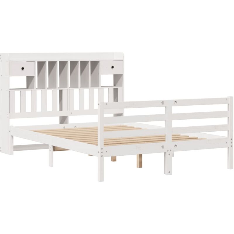 Vidaxl - Lit bibliothèque sans matelas blanc 160x200 cm bois pin massif
