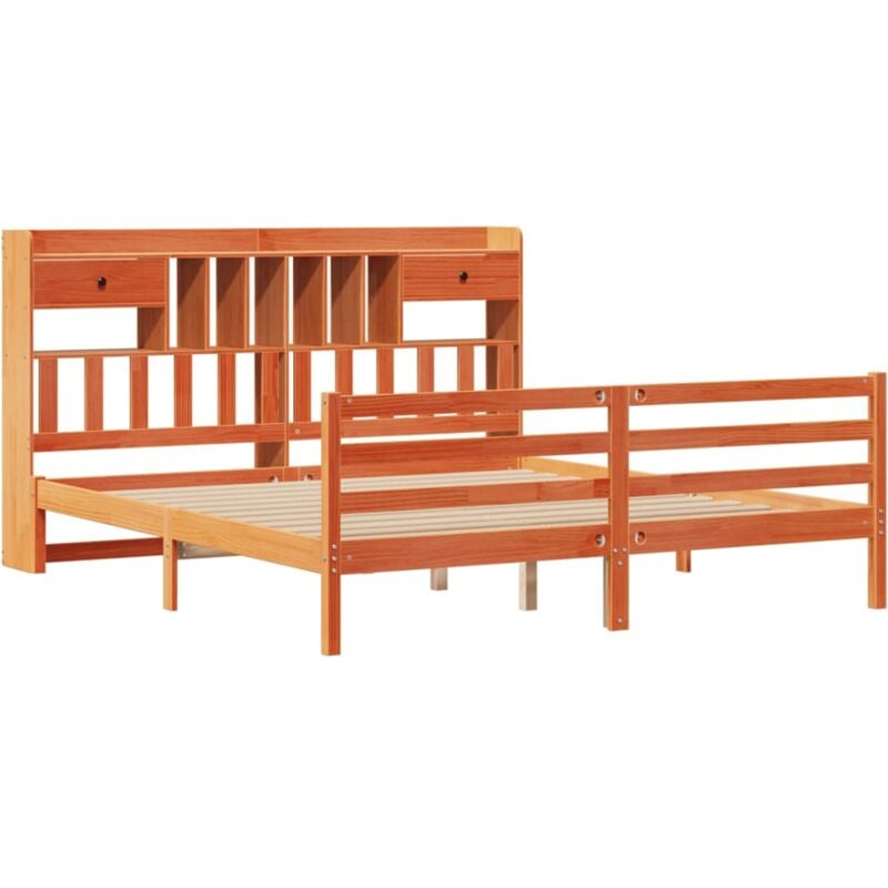 Vidaxl - Lit bibliothèque sans matelas cire marron 180x200 cm pin massif