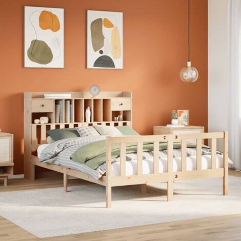 Lit bibliothèque sans matelas 140x200 cm bois massif de pin vidaXL