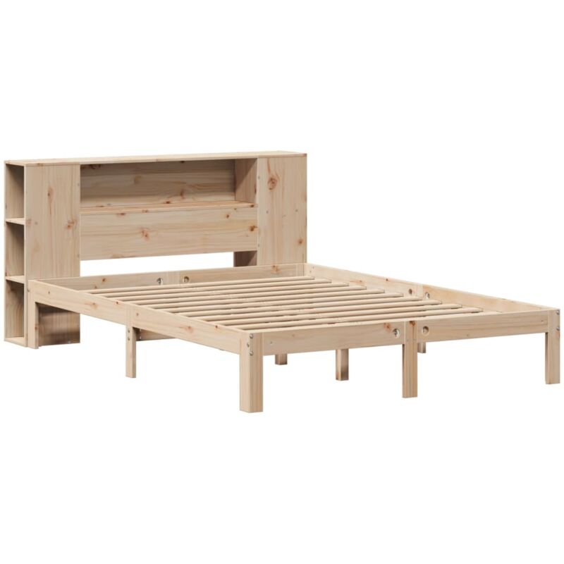 Lit bibliothèque sans matelas 160x200 cm bois massif de pin Vidaxl