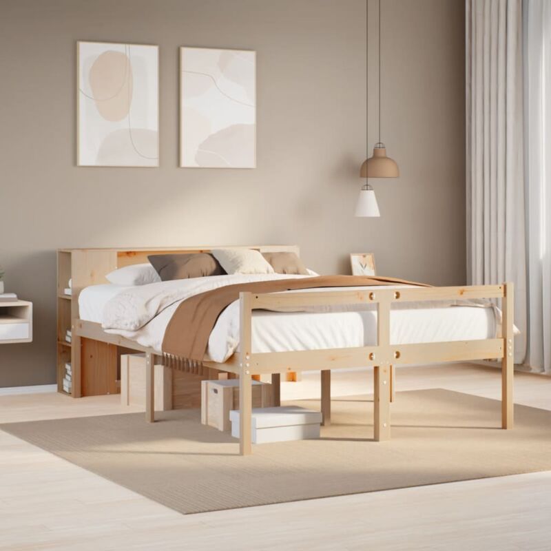 Lit bibliothèque sans matelas 140x190 cm bois de pin massif vidaXL