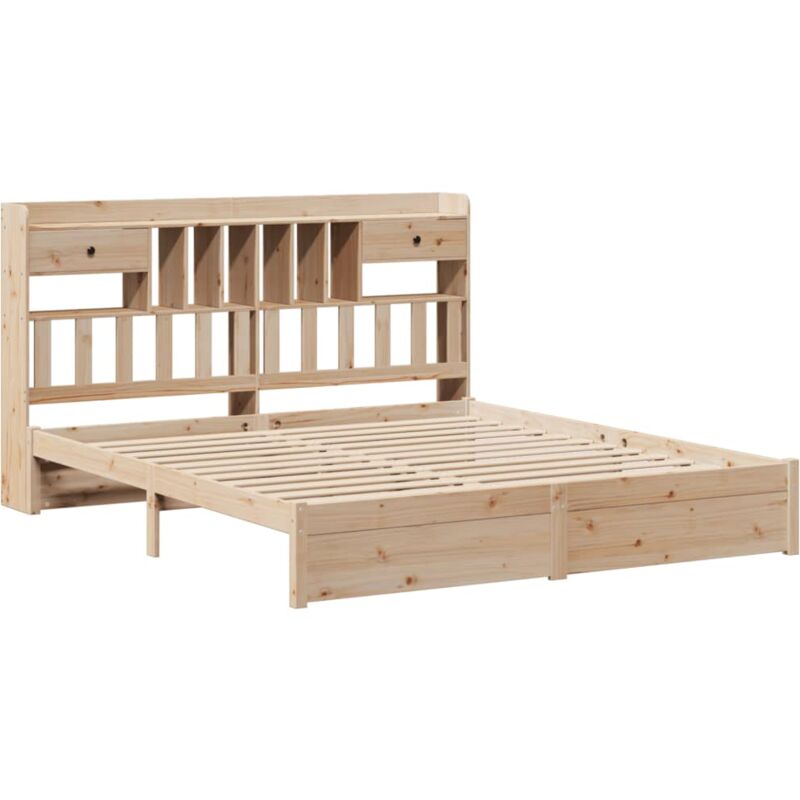 Lit bibliothèque sans matelas 200x200 cm bois massif de pin vidaXL