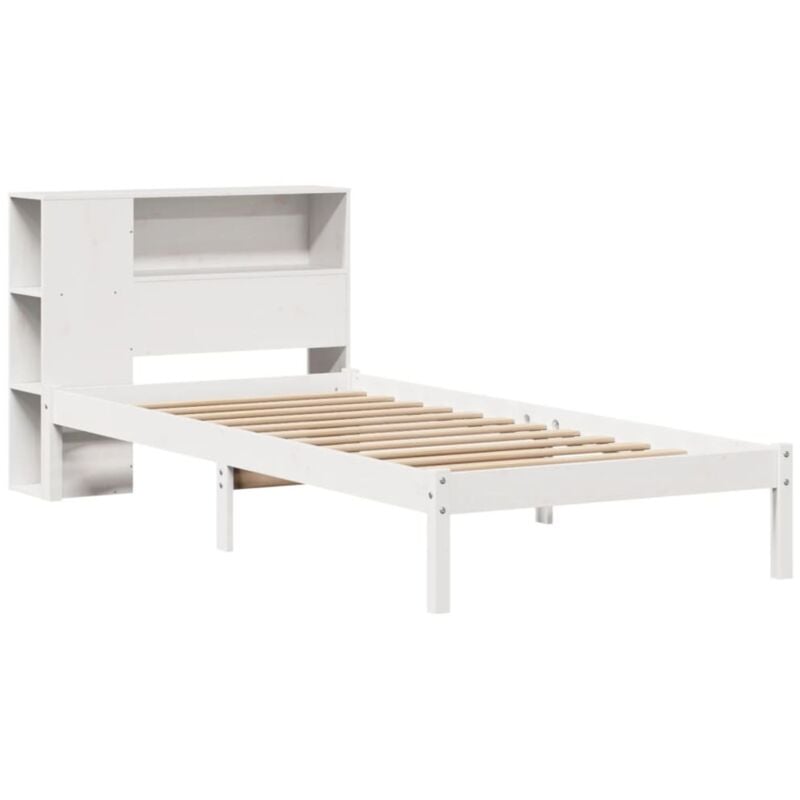 Lit bibliothèque sans matelas blanc 90x190cm bois de pin massif Vidaxl