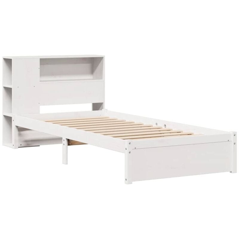 Lit bibliothèque sans matelas blanc 90x190cm bois de pin massif Vidaxl