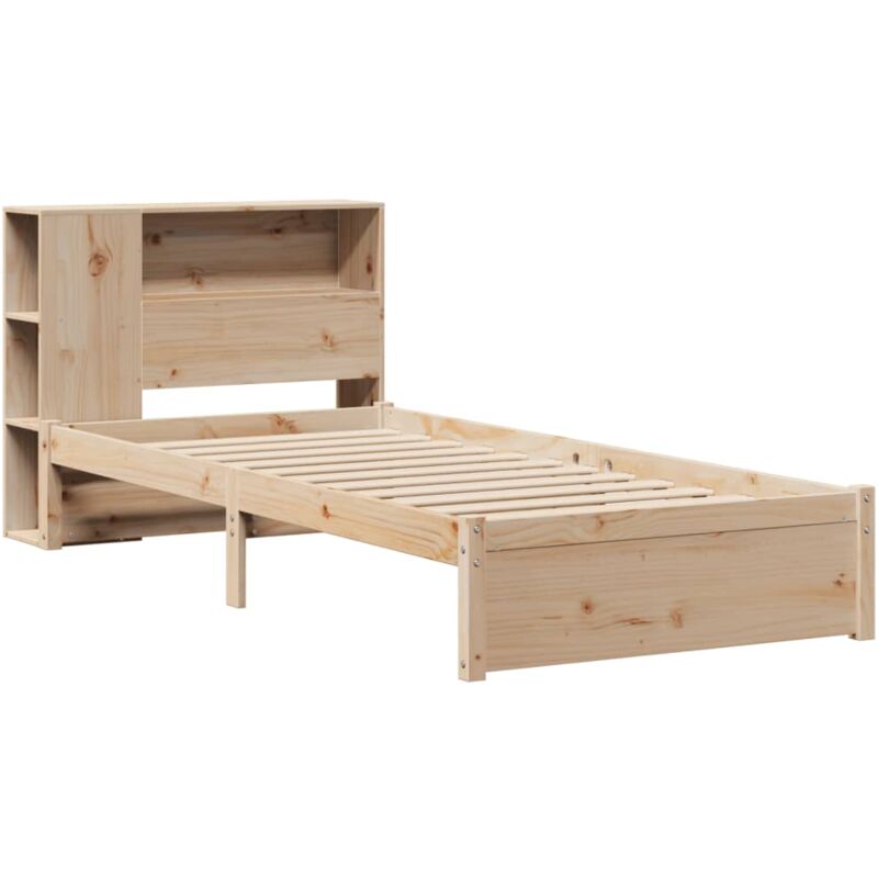 Lit bibliothèque sans matelas 90x200 cm bois de pin massif Vidaxl