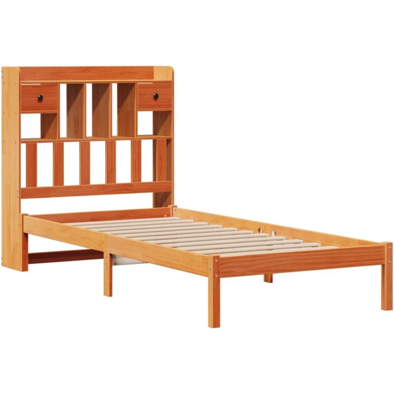 Lit bibliothèque sans matelas cire marron 90x190 cm pin massif Vidaxl