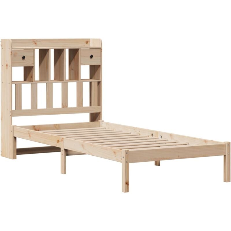 Lit bibliothèque sans matelas 75x190 cm bois de pin massif Vidaxl