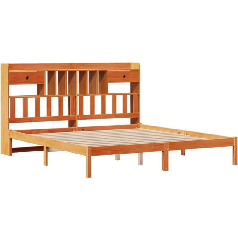 Vidaxl - Lit bibliothèque sans matelas cire marron 180x200 cm pin massif