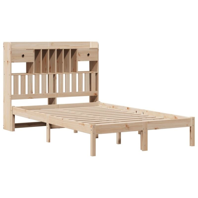 Lit bibliothèque sans matelas 135x190 cm bois de pin massif Vidaxl