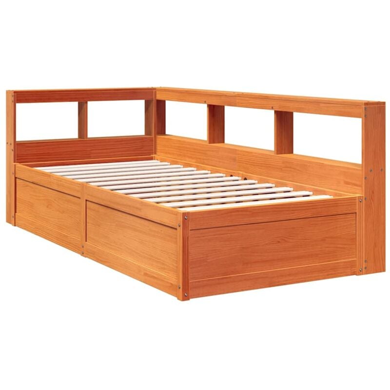 Vidaxl - Lit bibliothèque sans matelas cire marron 75x190 cm pin massif