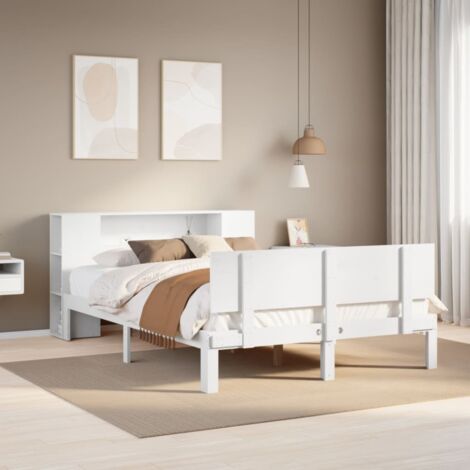 Lit bibliothèque sans matelas blanc 120x200 cm bois pin massif vidaXL