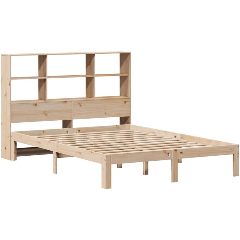 Lit bibliothèque sans matelas 160x200 cm bois massif de pin Vidaxl