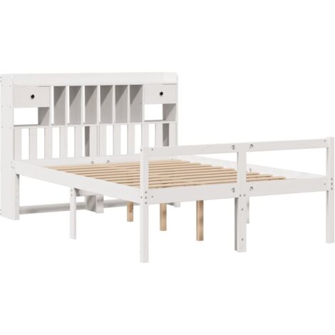 Lit bibliothèque sans matelas blanc 140x190 cm bois pin massif vidaXL