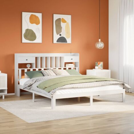 Lit bibliothèque sans matelas blanc 180x200 cm bois pin massif vidaXL