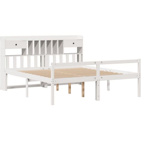 Lit bibliothèque sans matelas blanc 180x200 cm bois pin massif vidaXL