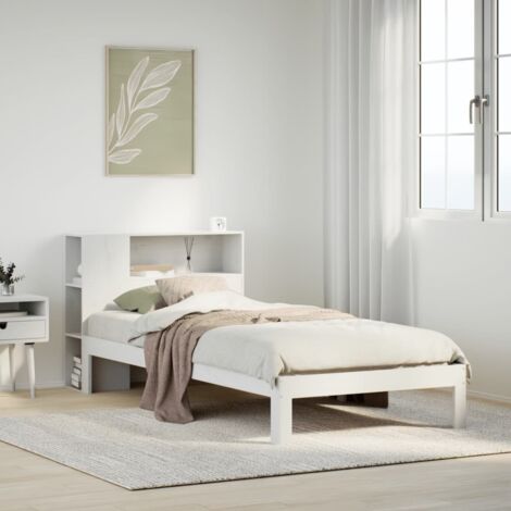 Lit bibliothèque sans matelas blanc 75x190cm bois de pin massif vidaXL