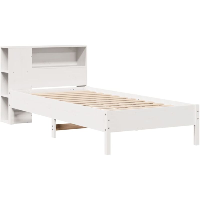 Lit bibliothèque sans matelas blanc 90x190cm bois de pin massif Vidaxl